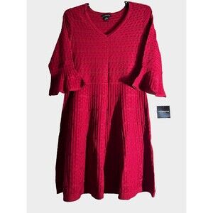 Liz Claiborne Red Knit Sweater Dress with Bell Sleeves NWT Size XL